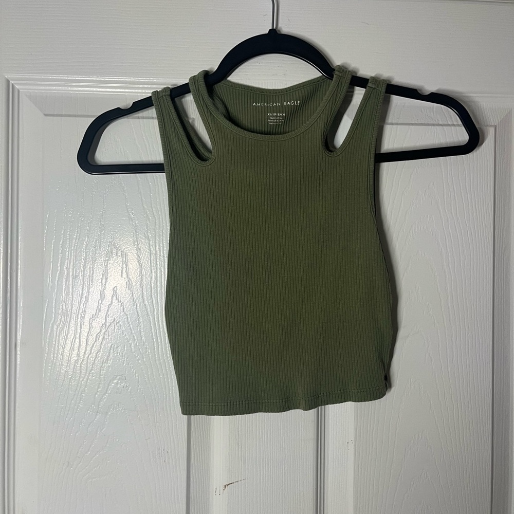 American Eagle Outfitters Green Crop Tank Top